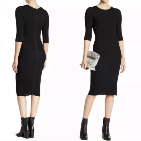 Skull Cashmere Kaydon Ribbed Knit Fitted Full Zipper Goth Punk Midi Dress Size S - Picture 1 of 14